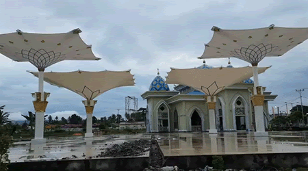 大型 清真寺 神奇遮阳伞 电动开合雨伞